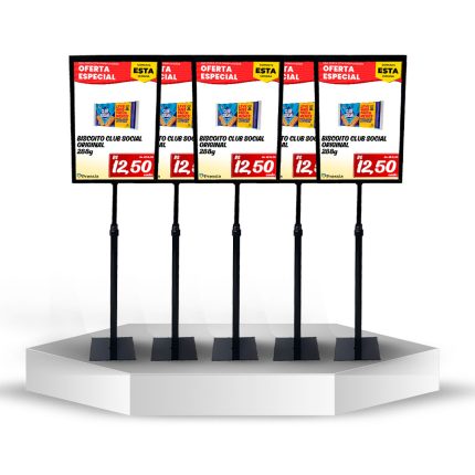 Kit 5 Pedestais Para Folha A3 - Porta Cartaz Preto