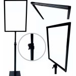 Kit 2 Pedestal Ajustável A4 Porta Cartaz Com Proteção Preto